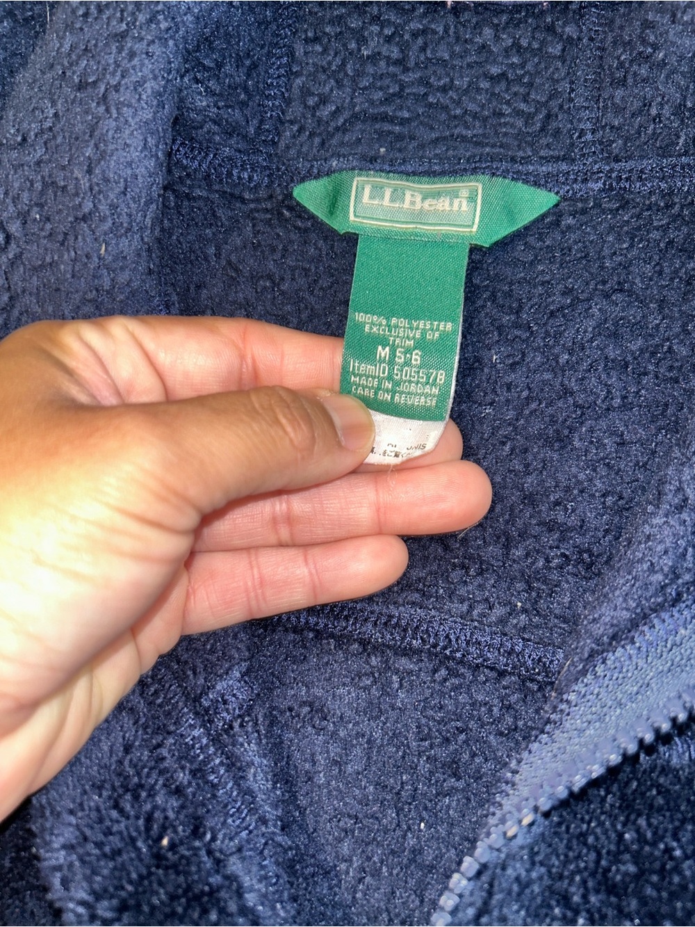 L.L. Bean Kids Plush Hooded Zip Jacket in Navy Blue - Picture 4 of 4